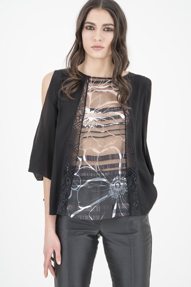 top in organza crepe de chine e pizzo, 22GZ06/C401 | 9900F top in organza crepe de chine e pizzo, 22GZ06/C401 | 9900F